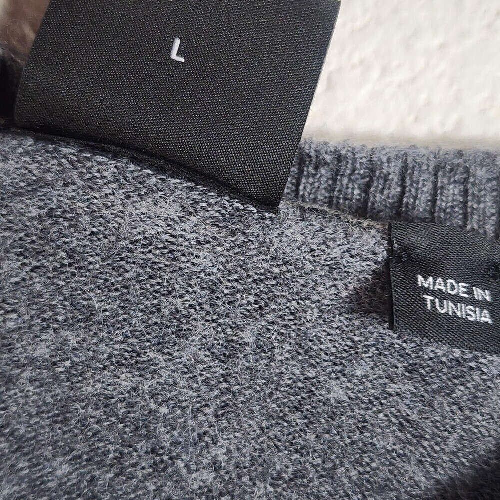 Boss Sweater Womens Large Gray 100% Virgin Wool Crewneck Pullover Knit Logo - Picture 4 of 10